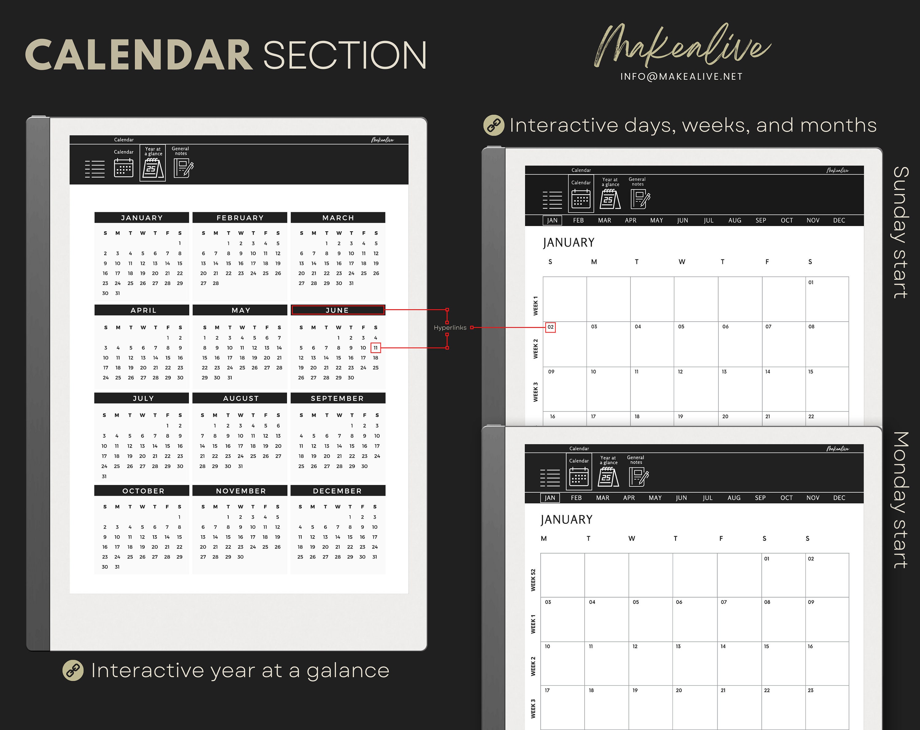 2023 2024 All In One Digital Planner Remarkable 2 Template Boox