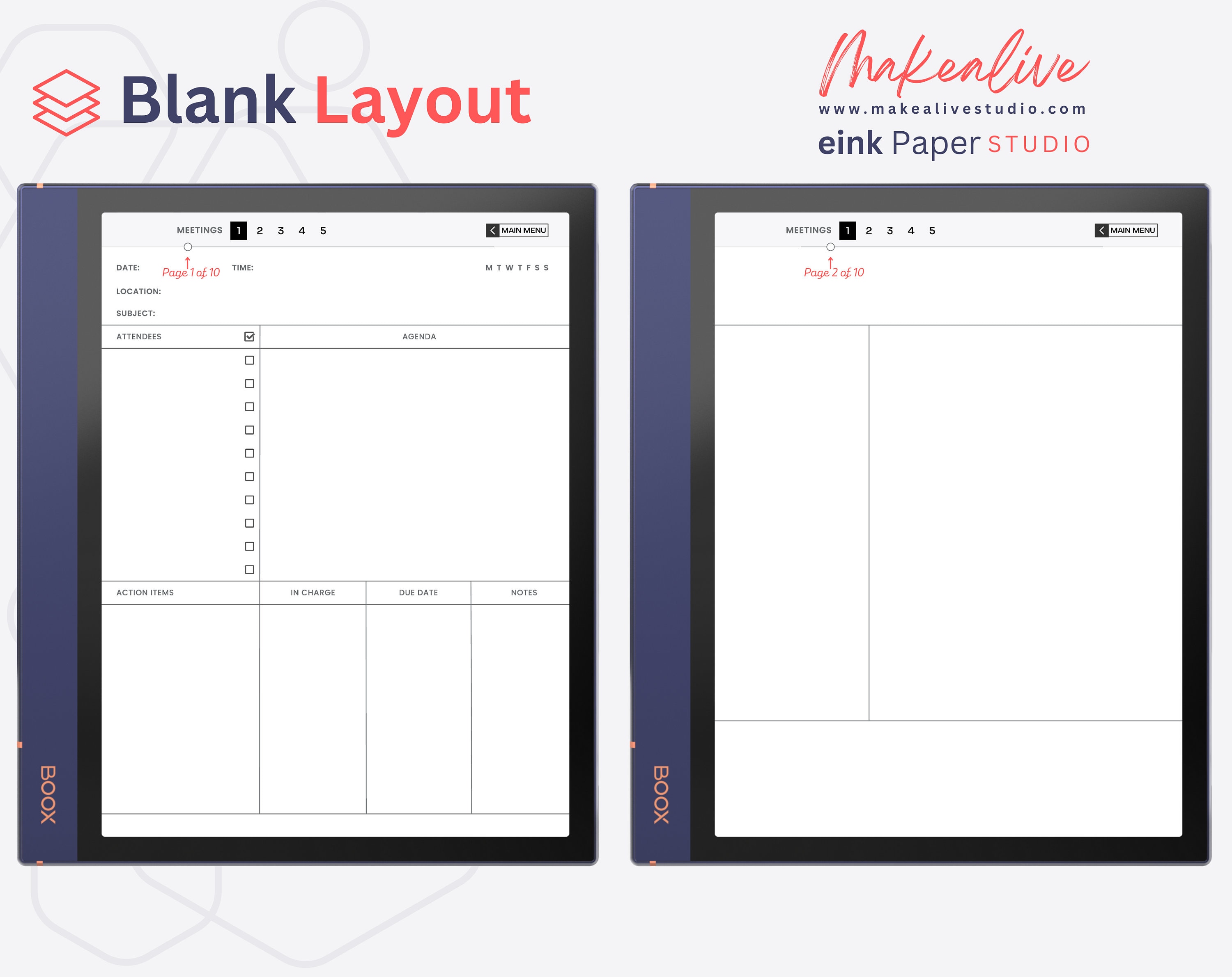 BOOX Note Air 2 Template Meeting Notes Taking Template Etsy