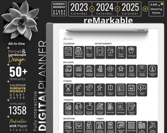 remarkable Template | 2023 | 2024 | 2025 | All in one Digital Planner | Daily digital journal | remarkable 2 template | planner | 10.3-inch