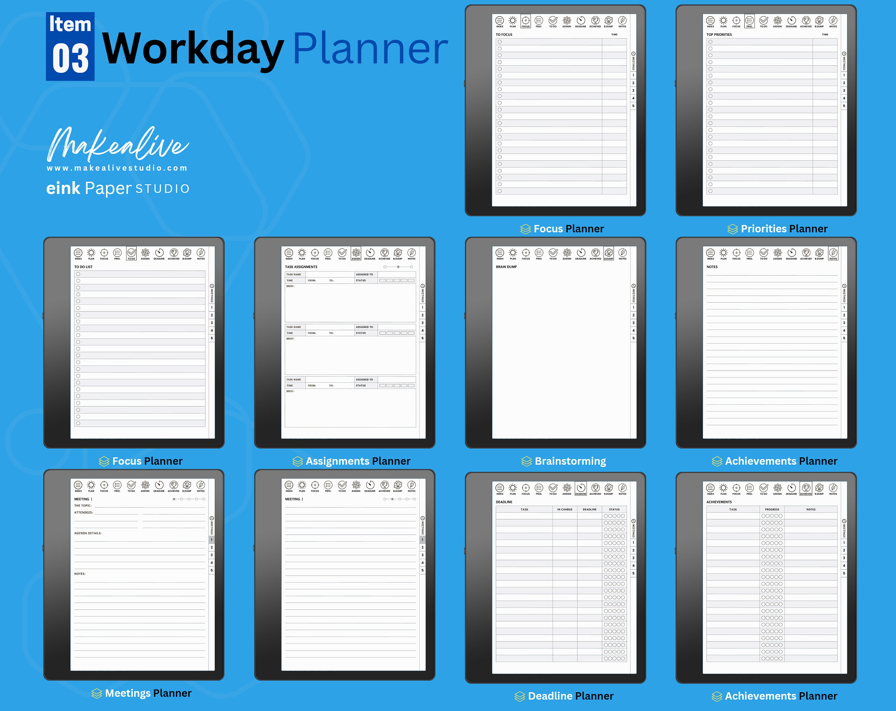 Kindle Scribe Templates Bundle Workday Planner Meeting notes
