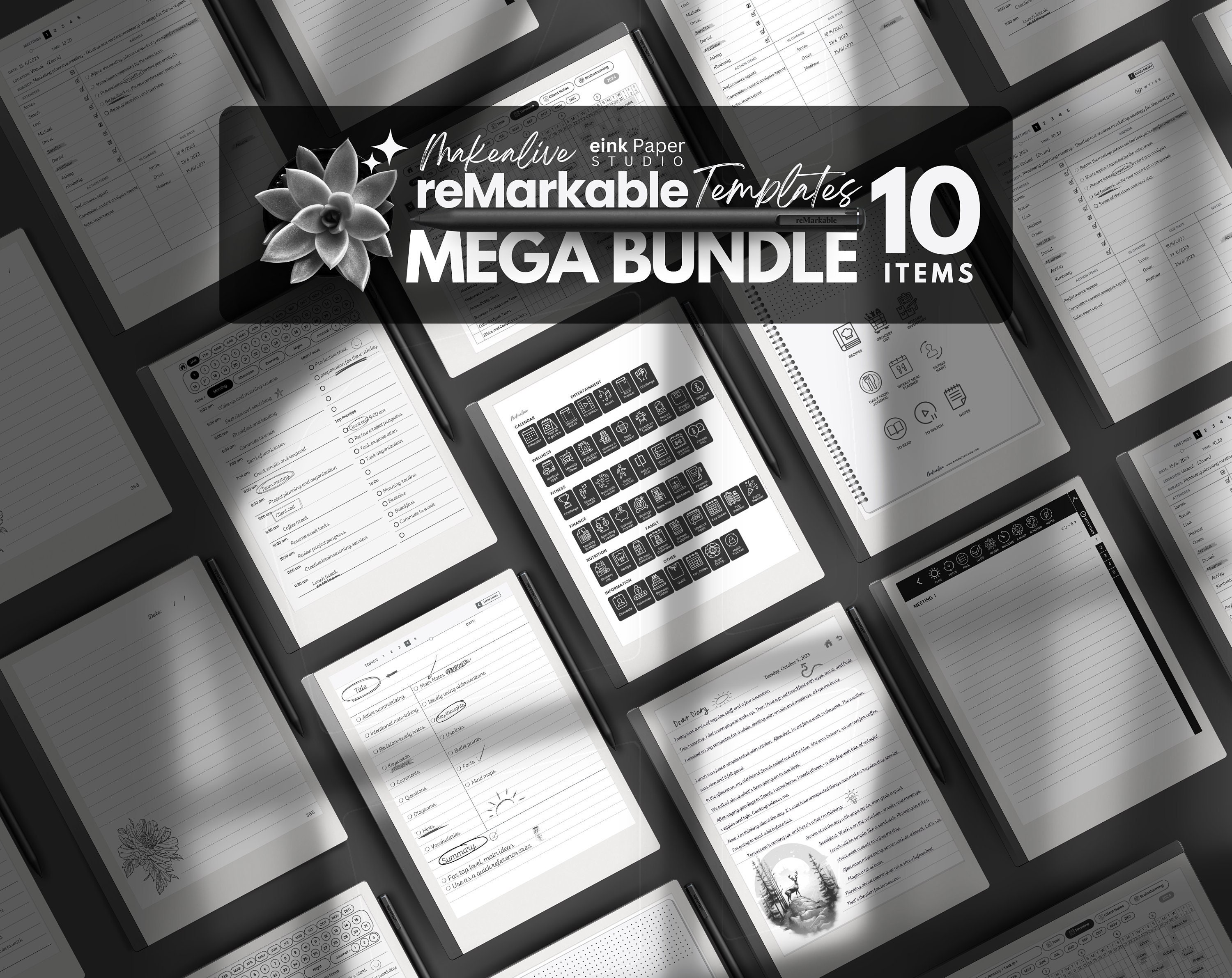 remarkable2 MEGA BUNDLE 10 Items AllInOne Digital planner
