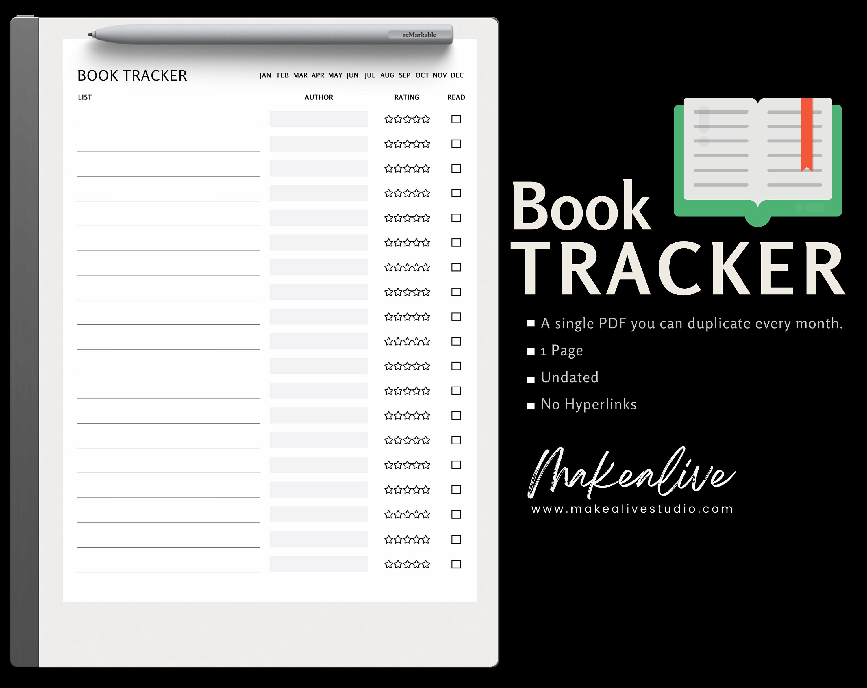 Remarkable 2 Template Book Tracker Daily Digital Journal Etsy