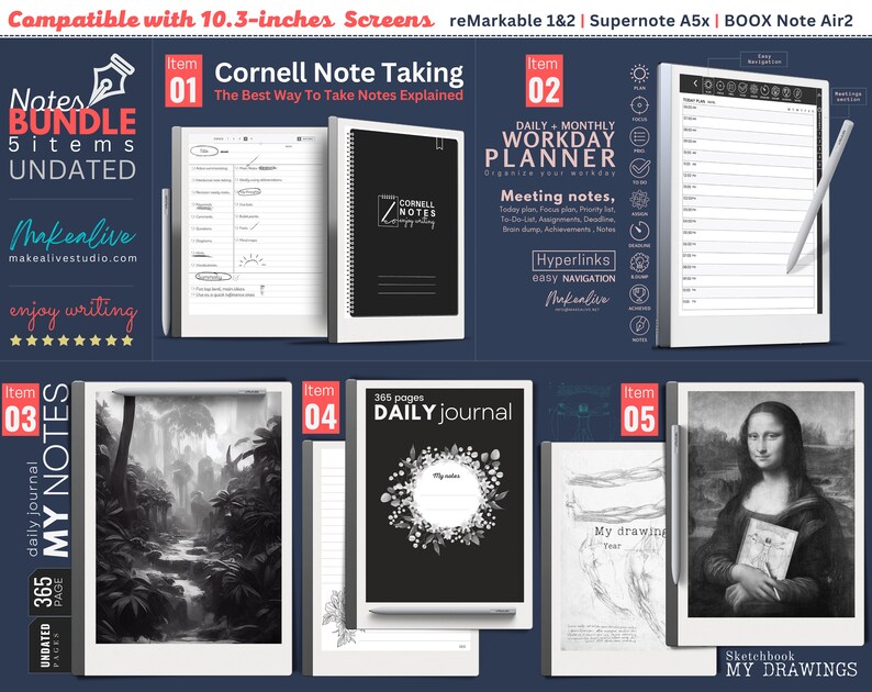 Bundle Remarkable 2 BOOX Note Air 2 Supernote A5X Etsy