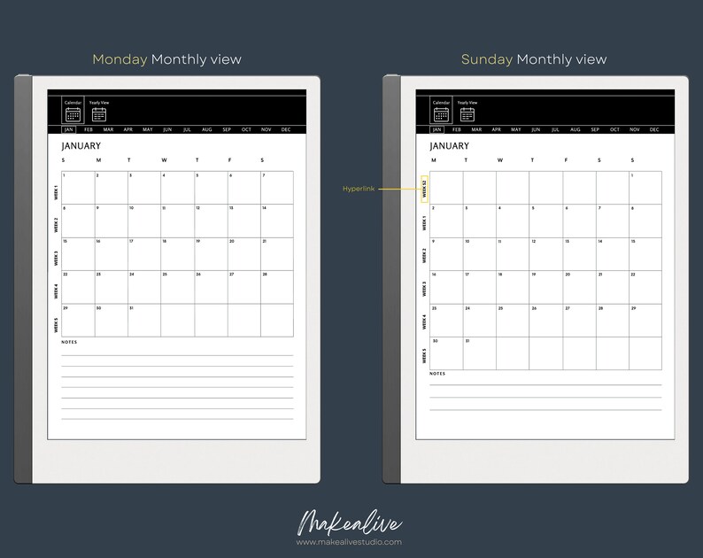 2023 Interactive Calendar Remarkable 2 Template BOOX Note Etsy Australia