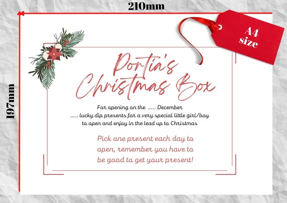 Customised Christmas Box Printable Create Your Child's - Etsy