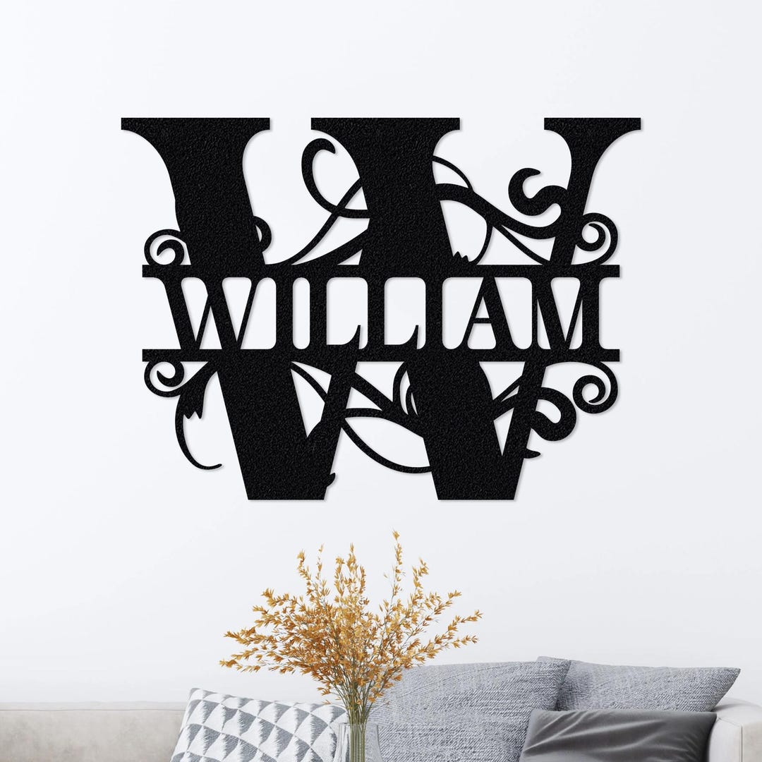 Personalized Metal Family Name Sign, Monogram Wall Decor - Etsy