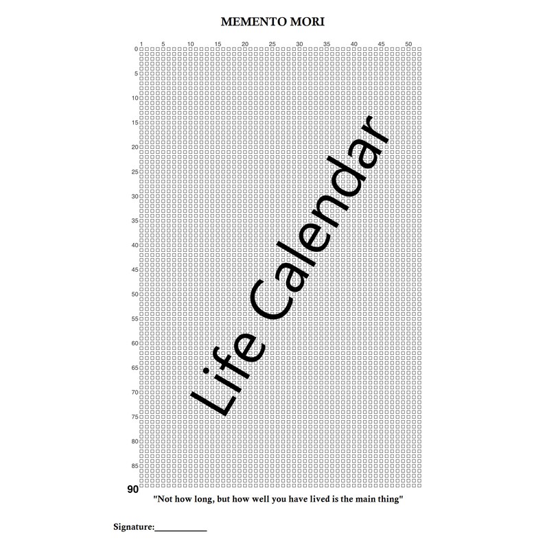 Life Calendar Stoic Life Calendar Memento Mori Stoicism Etsy Life Calendar Stoic Life Calendar Memento Mori Stoicism Etsy