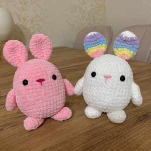 Easter bunny plush, amigurumi rabbit toy, chunky easter bunny, crochet bunny, knitted animals