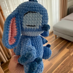 Stitch amigurumi plush doll, sleepy stitch crochet, handmade unique gift image 1