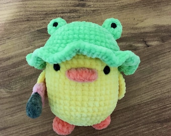 Crochet chick knife, duck with knife, chick meme plushie