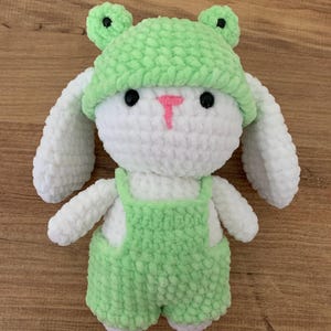 Soft bunny doll: rabbit in Frog Costume, stuffed animal