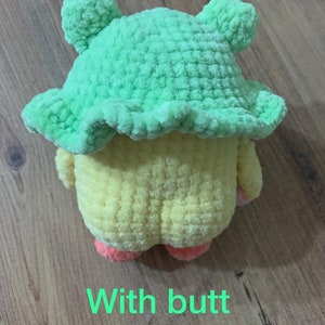 Crochet duck plush with knife toy, with butt, Frog Hat, Amigurumi Duck with Knife, Knitted duck, chick, Handmade amigurumi stuffed toy gift