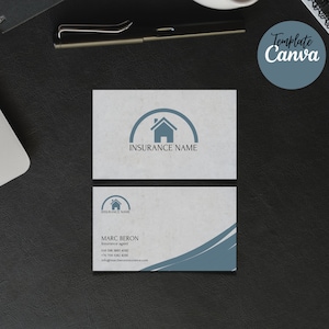 Visitenkarten Vorlage, anpassbare Visitenkarten, Canva Vorlage - Versicherung - Sofort Download