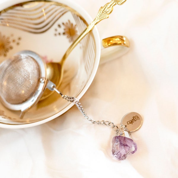 Raw Crystall Tea Infuser Ball | Roh Kristall Tee Ei | Amethyst | Citrine | Rose Quartz