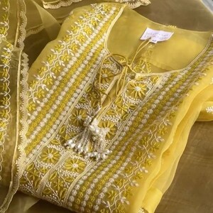 Chikankari suit yellow salwar kameez georgette chikankari salwar kameez chicken kurti pakistani suit Indian suit for women kurti for women