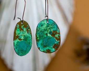 Boucles d'oreille cuivre oxidé - Oxidized copper earrings - Bijoulala