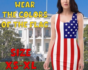 Vestido de Mujer Ceñido Inspirado en la Bandera Norteamericana / Estados Unidos / USA / US / Patriotismo