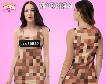 Fitted Pixelated Dress for Woman / Pixelated / Censored / Sizes XS - XL