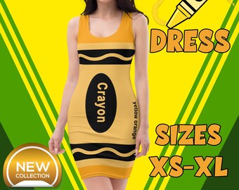 Fitted dress for women inspired by Yellow Crayons / Crayola / Halloween Costume / Costume / Sizes XS to XL