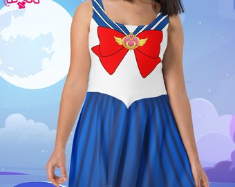 sailor moon skater dress Sailor Moon Inspired Skater Dress | Anime Cosplay Comic Con Outfit |  Magical Girl Festival Clothing | Kawaii Geek Fashion | Sizes XS to 3XL