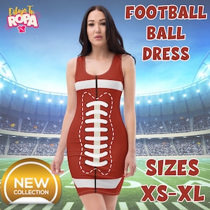 Fitted Women&#39;s Dress Inspired by a Football Ball / Super Bowl / Tailgate Party / NFL Gameday / Sizes XS to XL