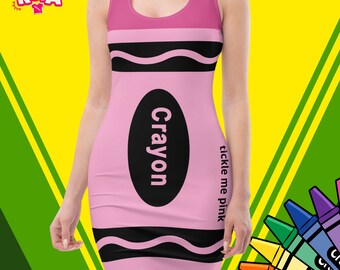 pink crayon dress Fitted Dress for Women Inspired by Pink Crayons / Crayola / Halloween  Costume / Costume / Sizes XS to XL