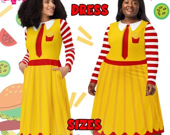 McDonalds Dress | Funny Fast Food Costume | Burger Lover Midi Dress | Plus Size Available