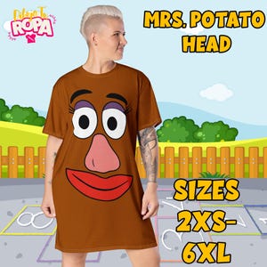 Vestido Mrs. Potato Head | Camiseta Vestido Divertida Toy Story | Look Disneybound Caricaturesco | Moda Plus Size Original | Tallas 2XS–6XL