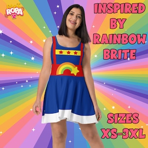 Rainbow Brite Skater Dress | Colorful 80s Retro Outfit | Geeky Cosplay Fashion | Fun & Vibrant Costume | Plus Sizes XS-3XL