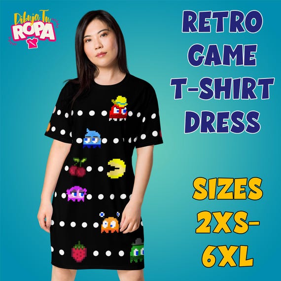 Retro Arcade T-shirt Dress  80s Video Game Inspired Oversized Outfit - 2XS  to 6XL - Etsy Israel