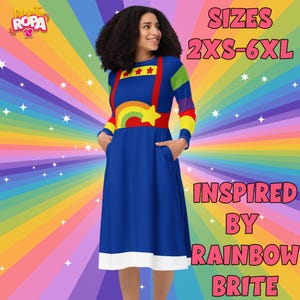 Vestido Midi / Inspirado en Rainbow Brite / Colorido / Anime / Tallas 2XS a 6XL