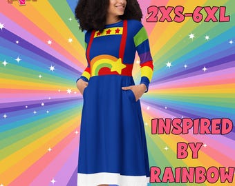 Midi Dress / Inspired By Rainbow Brite / Colorful / Anime / Sizes 2XS a 6XL