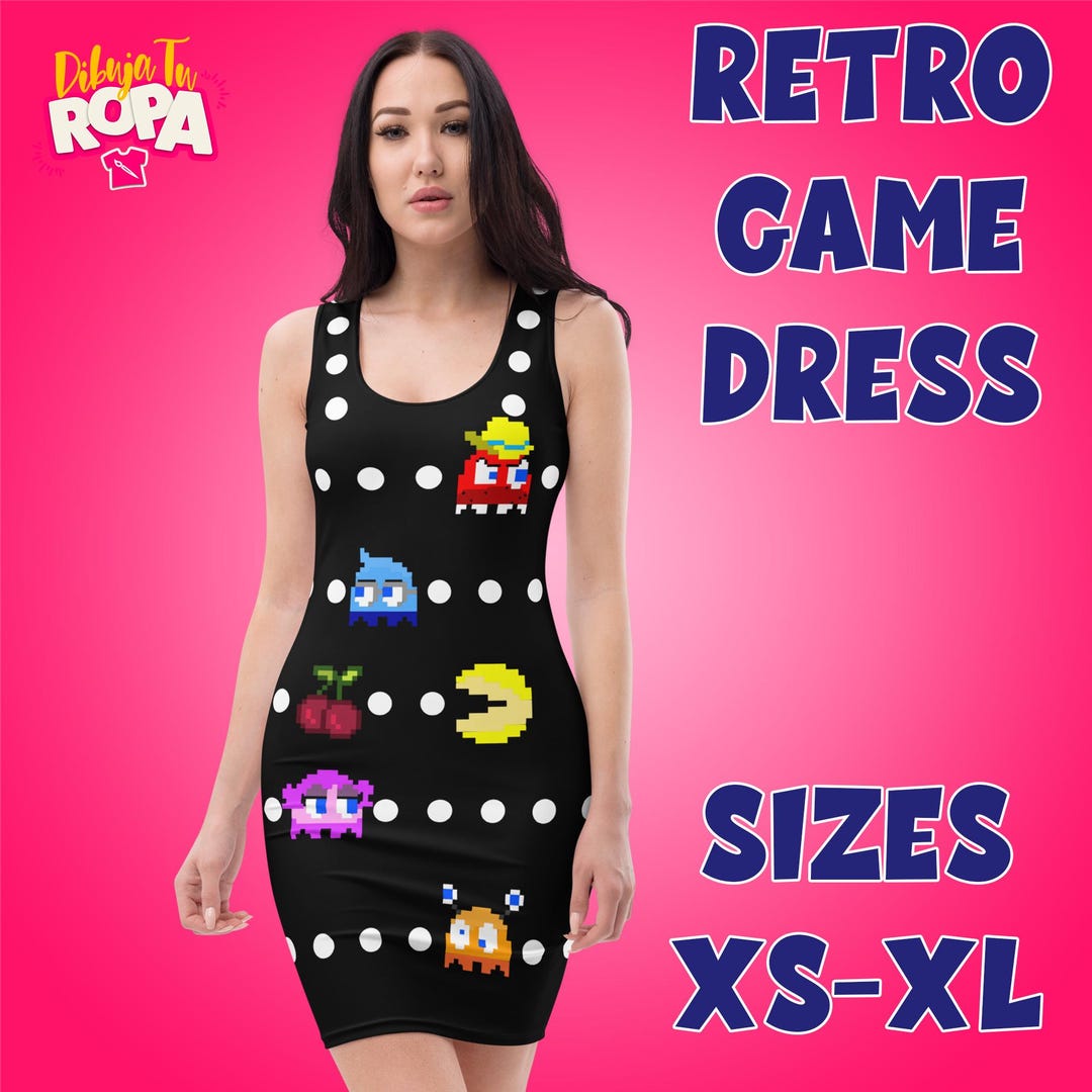 Game-on Retro Fitted Dress – 80s Arcade Vibes - Etsy