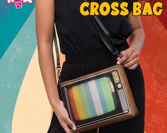 Torba na ramię z telewizorem CRT w stylu retro – iluzja telewizorów z lat 70. i 80.