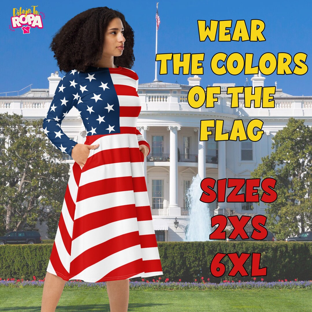 AMERICA US Flag Flower Graphic Twisted Dress