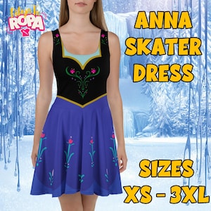 Anna Frozen Dress | Princess Cosplay Outfit | Disneybound Skater Dress | Fun Disney Costume | Magical Twirl Dress | Plus Sizes Available
