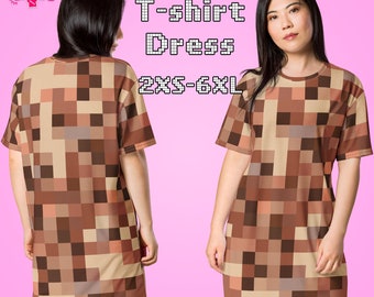 Women&#39;s T-shirt Dress Pixelated / The Sims Cosplay / Censored Body / Sizes 2XS - 6XL
