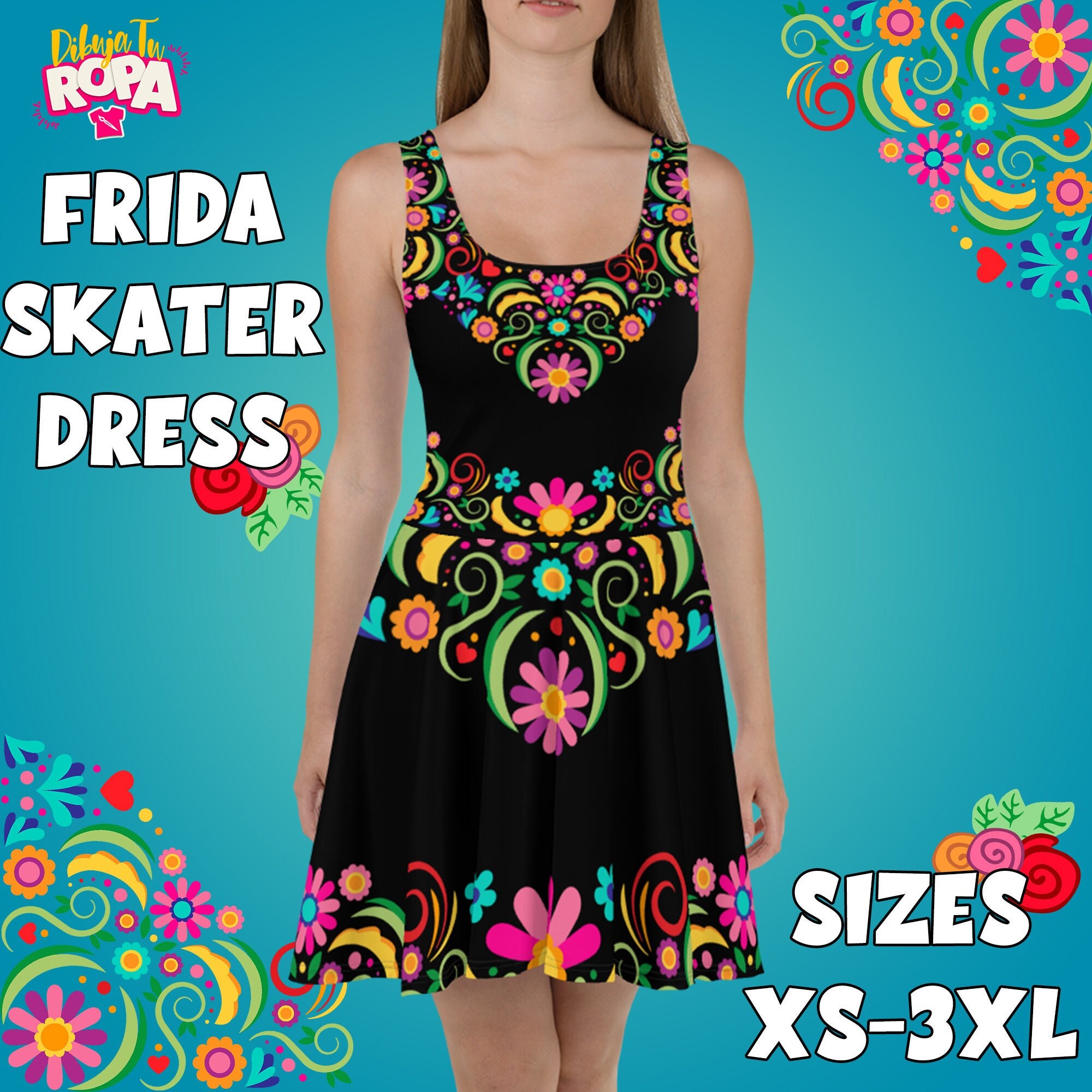 Skater Dress Inspired by Mexican Day of the Dead Frida Kahlo November 1st and 2nd Mexico Sizes XS to 3XL Etsy Canada