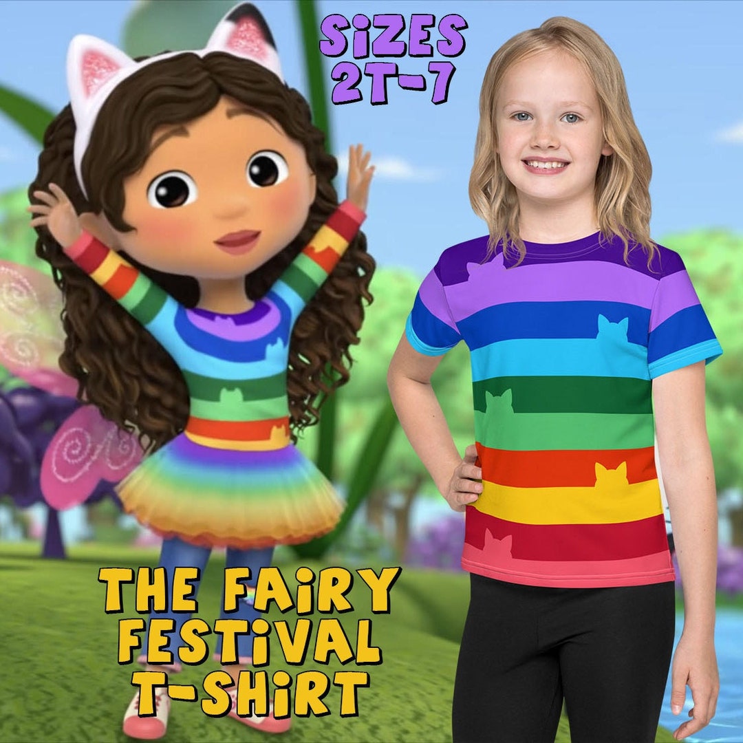 T-shirt arcobaleno per bambini ispirata alla casa delle bambole di Gabby /  Halloween / Taglie 2T 7T / Costume / Happy Cat-ween -  Italia