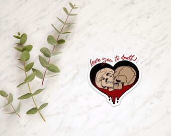 Love You to Death Magnet - Skull Heart Design - Gothic Valentine’s Day Gift - Spooky Decor - Refrigerator Magnet