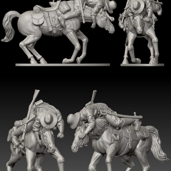 Confederate Cavalry Falling Off Horse, Gun On Rider | Toy Soldier For Diorama Or Wargames