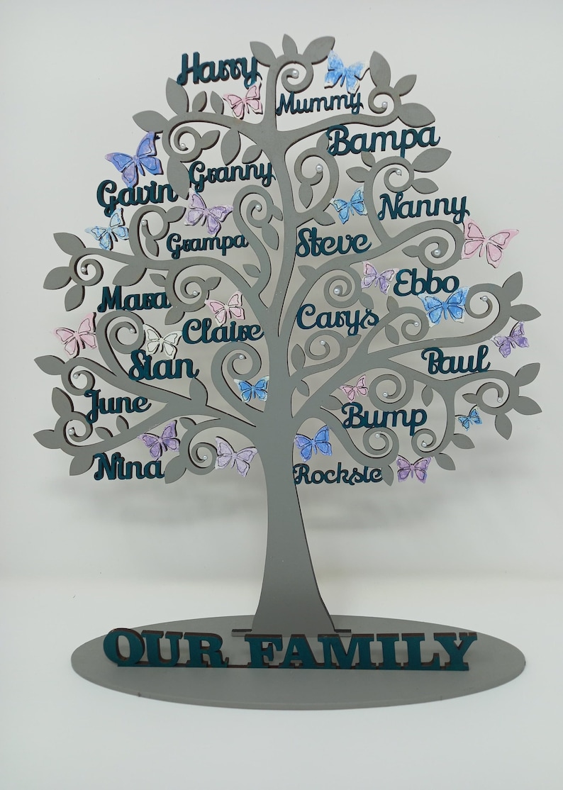 Personalised Wooden Family Tree Ornament Upto 20 Names Etsy