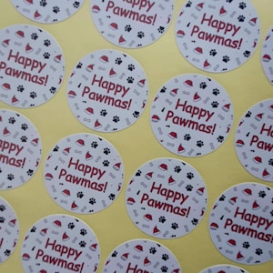 Happy Pawmas Merry Christmas Personalised Stickers Gloss Sticks
