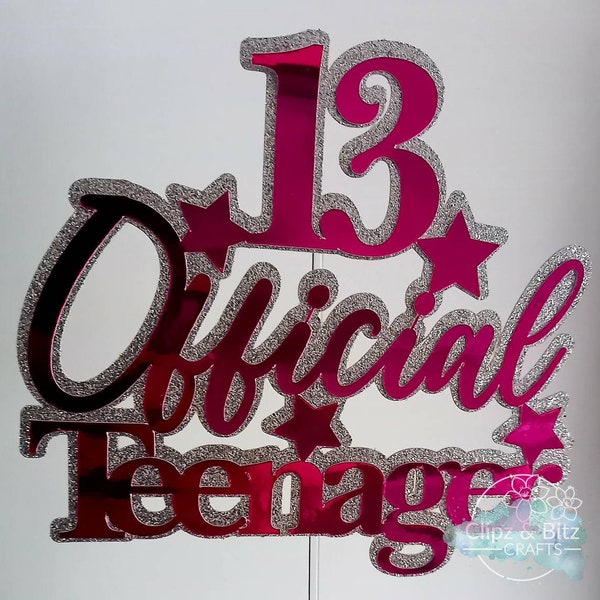 Official Teenager 13 Glitter Cake Toppers Cake Decoration Birthday Topper Decoration