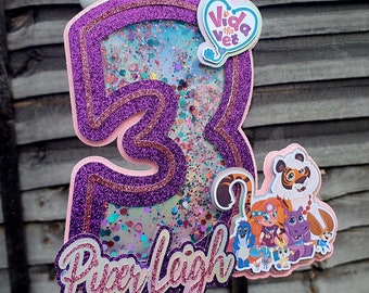 Vida the Vet themed shaker glitter cake topper decoration personalised with name and age cake decoration