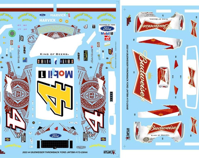 1:24 JWTBM Kevin Harvick 2023 Budweiser Decal Sheet - Etsy