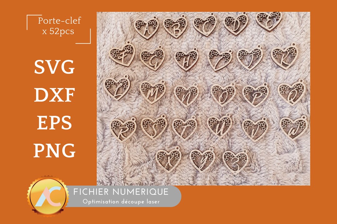 Engraved Keyrings Laser Cut, Vector, Svg/dxf/eps/png, Valentine's Day ...