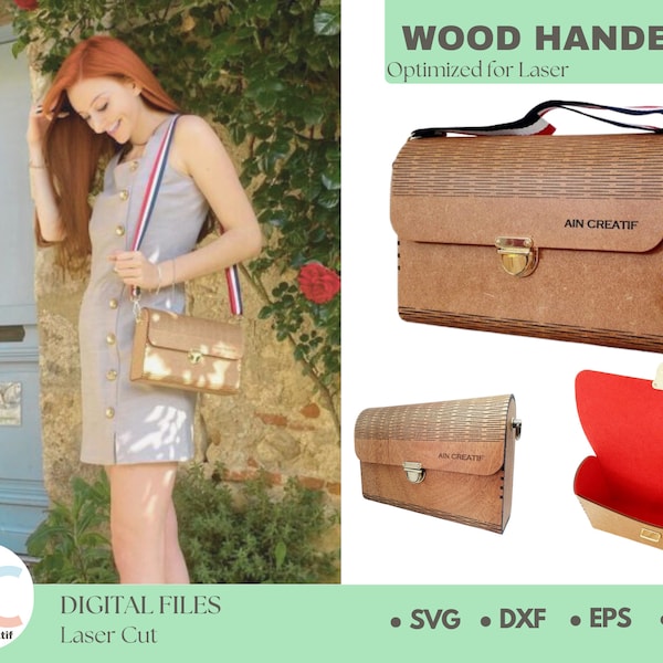 Wooden Clutch for summer - Wooden Bag,Handbag,Pochette - Laser Cutting files - Laser Cut Bag - CNC [ svg-dxf-eps-png ] INSTANT DOWNLOAD