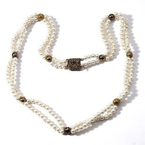 Vintage Faux Pearl Mid Century Necklace, Vintage Jewelry