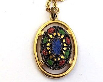 Pendentif Vintage En Or Style Art Nouveau Avec Pierre Précieuse - Bijou Ancien Et élégant